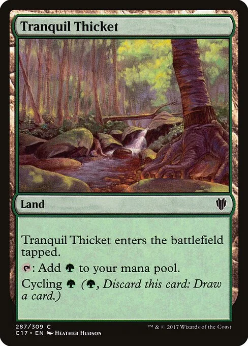 Tranquil Thicket, carta Magic di tipo Land illustrata da Heather Hudson