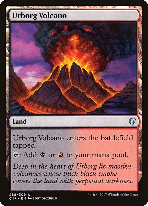 Urborg Volcano, carta Magic di tipo Land illustrata da Tony Szczudlo