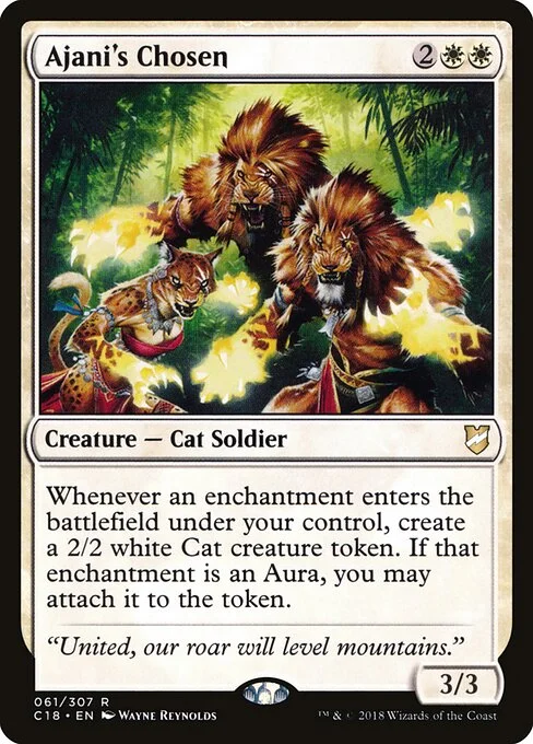 Ajani's Chosen, carta Magic di tipo Creature — Cat Soldier illustrata da Wayne Reynolds