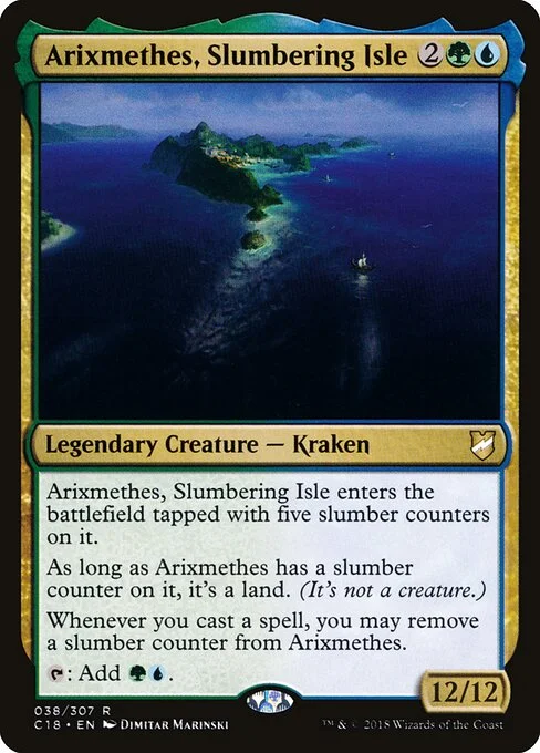 Arixmethes, Slumbering Isle, carta Magic di tipo Legendary Creature — Kraken illustrata da Dimitar Marinski