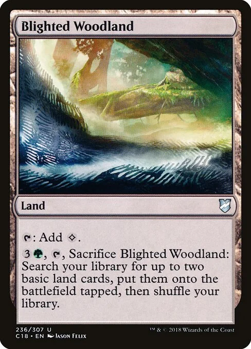 Blighted Woodland, carta Magic di tipo Land illustrata da Jason Felix