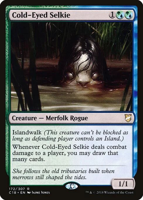 Cold-Eyed Selkie, carta Magic di tipo Creature — Merfolk Rogue illustrata da Jaime Jones