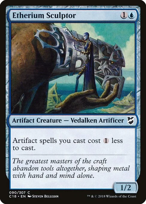 Etherium Sculptor, carta Magic di tipo Artifact Creature — Vedalken Artificer illustrata da Steven Belledin