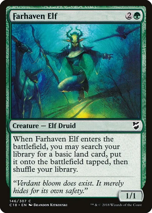 Farhaven Elf, carta Magic di tipo Creature — Elf Druid illustrata da Brandon Kitkouski