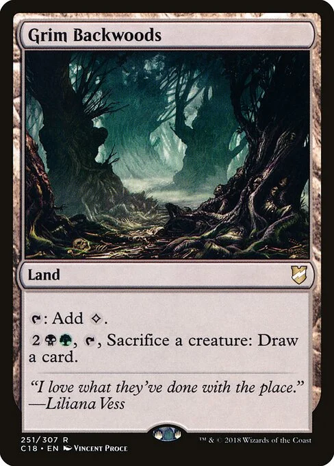 Grim Backwoods, carta Magic di tipo Land illustrata da Vincent Proce