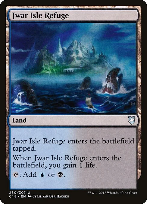 Jwar Isle Refuge, carta Magic di tipo Land illustrata da Cyril Van Der Haegen
