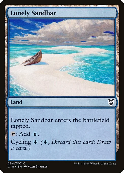 Lonely Sandbar, carta Magic di tipo Land illustrata da Noah Bradley