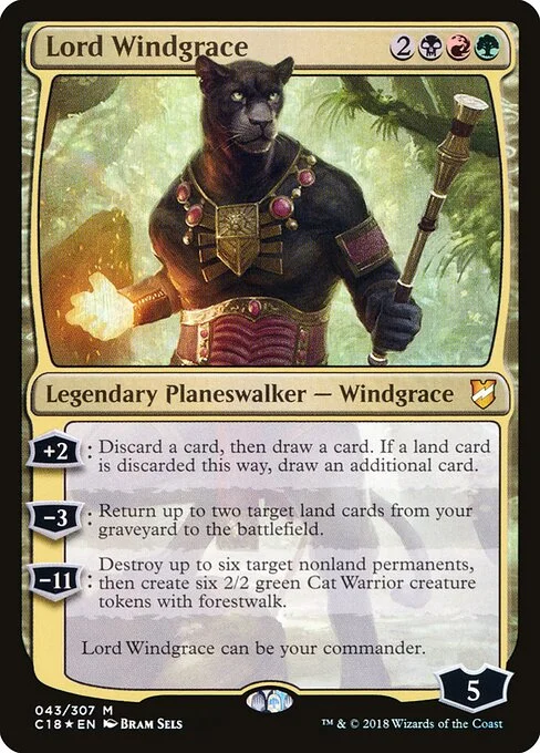 Lord Windgrace, carta Magic di tipo Legendary Planeswalker — Windgrace illustrata da Bram Sels