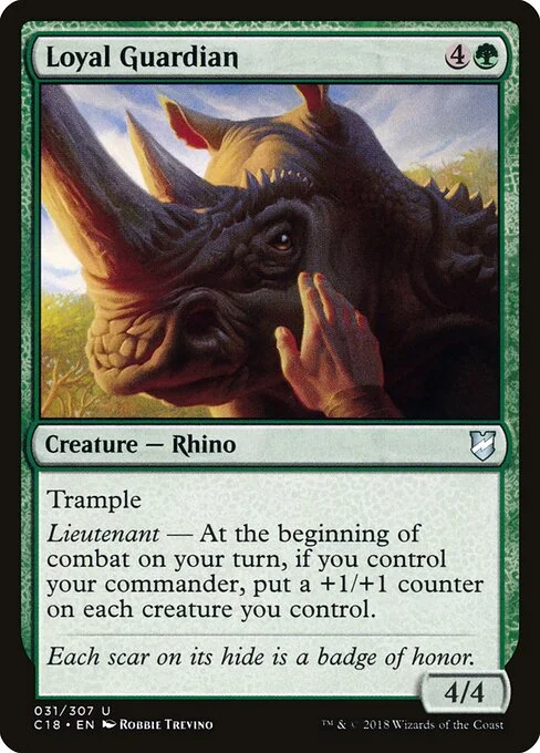 Loyal Guardian, carta Magic di tipo Creature — Rhino illustrata da Robbie Trevino
