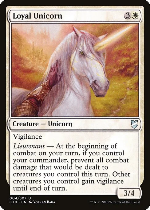 Loyal Unicorn, carta Magic di tipo Creature — Unicorn illustrata da Volkan Baǵa