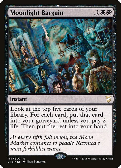 Moonlight Bargain, carta Magic di tipo Instant illustrata da Nick Percival