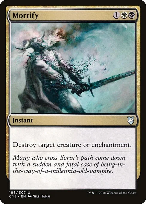 Mortify, carta Magic di tipo Instant illustrata da Nils Hamm