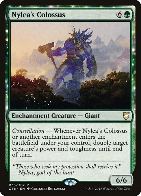 Nylea's Colossus, carta Magic di tipo Enchantment Creature — Giant illustrata da Grzegorz Rutkowski