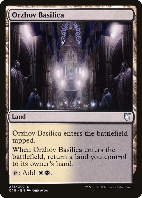 Orzhov Basilica, carta Magic di tipo Land illustrata da John Avon