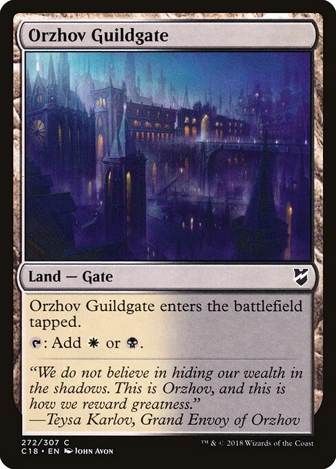 Orzhov Guildgate, carta Magic di tipo Land — Gate illustrata da John Avon