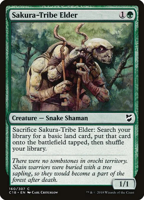 Sakura-Tribe Elder, carta Magic di tipo Creature — Snake Shaman illustrata da Carl Critchlow