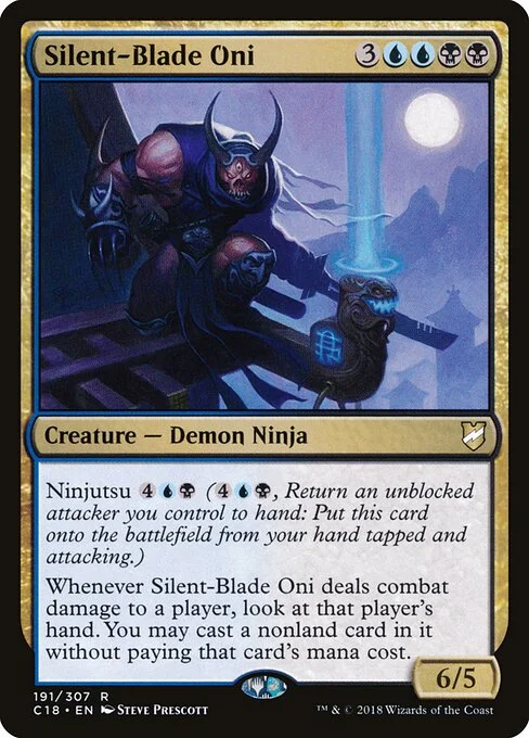 Silent-Blade Oni, carta Magic di tipo Creature — Demon Ninja illustrata da Steve Prescott