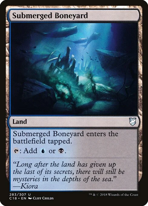 Submerged Boneyard, carta Magic di tipo Land illustrata da Cliff Childs