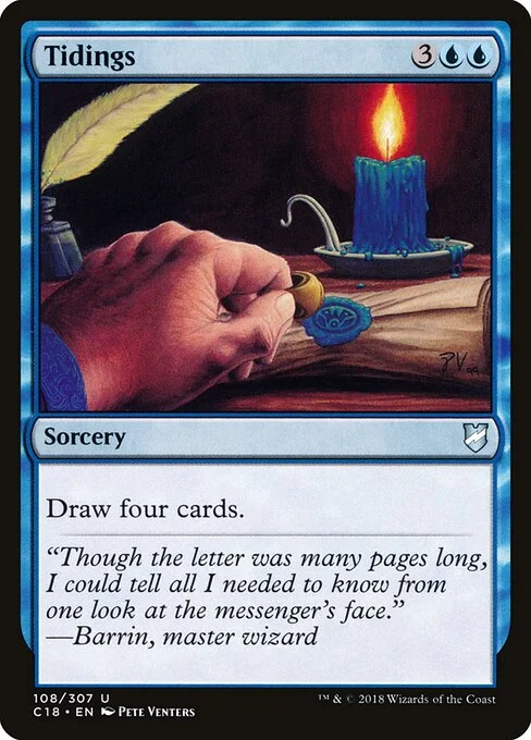 Tidings, carta Magic di tipo Sorcery illustrata da Pete Venters