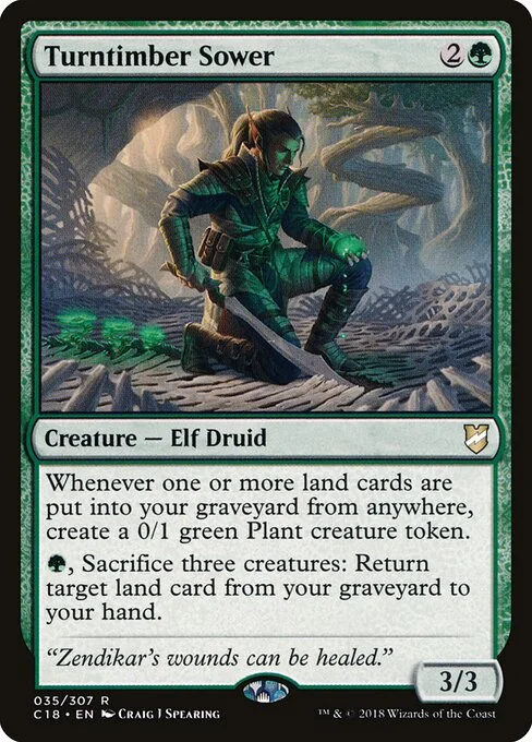 Turntimber Sower, carta Magic di tipo Creature — Elf Druid illustrata da Craig J Spearing