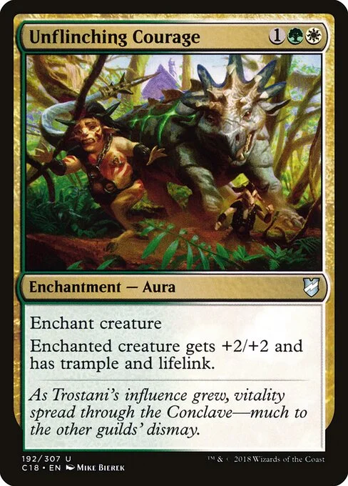 Unflinching Courage, carta Magic di tipo Enchantment — Aura illustrata da Mike Bierek
