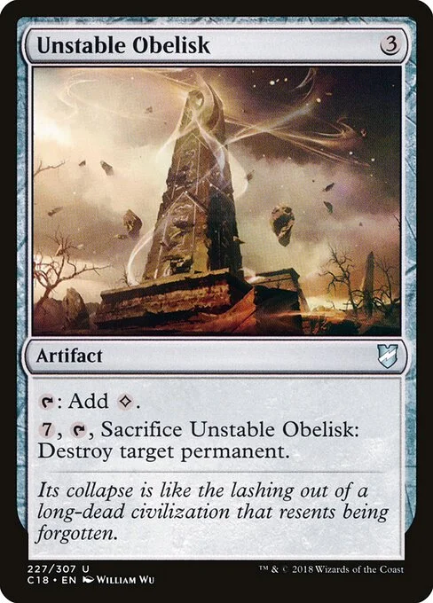 Unstable Obelisk, carta Magic di tipo Artifact illustrata da William Wu