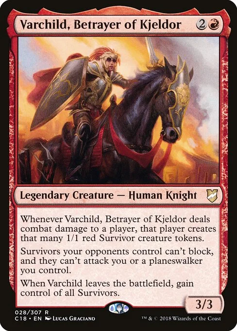 Varchild, Betrayer of Kjeldor, carta Magic di tipo Legendary Creature — Human Knight illustrata da Lucas Graciano