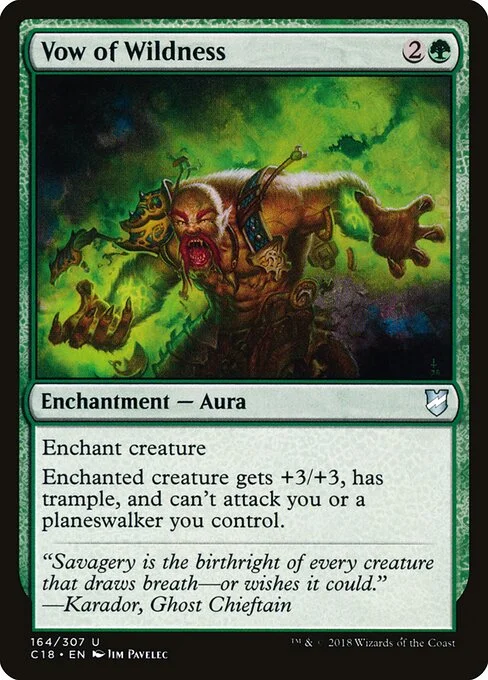 Vow of Wildness, carta Magic di tipo Enchantment — Aura illustrata da Jim Pavelec