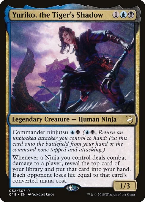 Yuriko, the Tiger's Shadow, carta Magic di tipo Legendary Creature — Human Ninja illustrata da Yongjae Choi