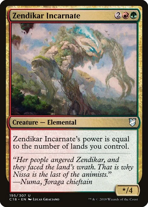 Zendikar Incarnate, carta Magic di tipo Creature — Elemental illustrata da Lucas Graciano