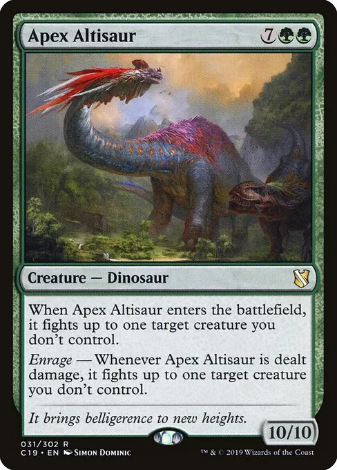 Apex Altisaur, carta Magic di tipo Creature — Dinosaur illustrata da Simon Dominic