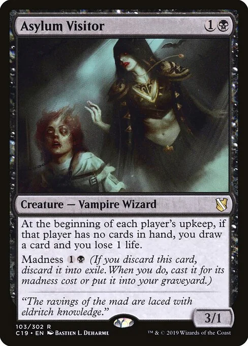 Asylum Visitor, carta Magic di tipo Creature — Vampire Wizard illustrata da Bastien L. Deharme
