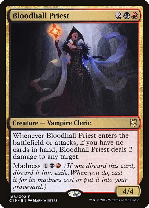 Bloodhall Priest, carta Magic di tipo Creature — Vampire Cleric illustrata da Mark Winters