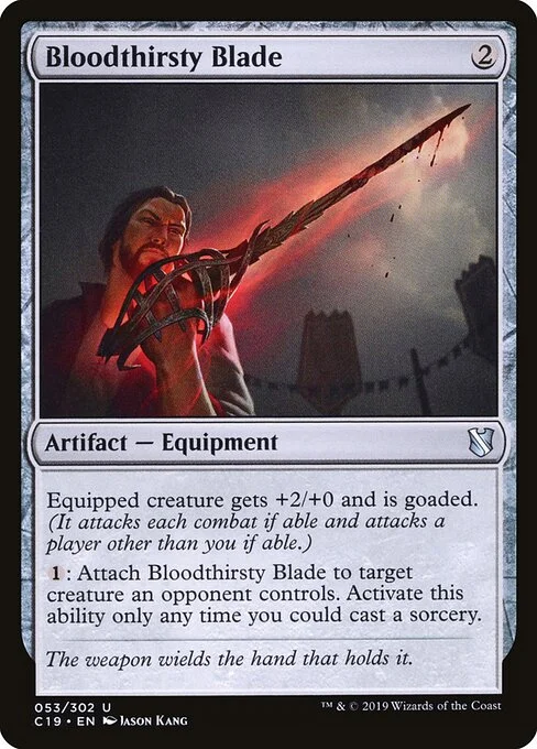 Bloodthirsty Blade, carta Magic di tipo Artifact — Equipment illustrata da Jason Kang