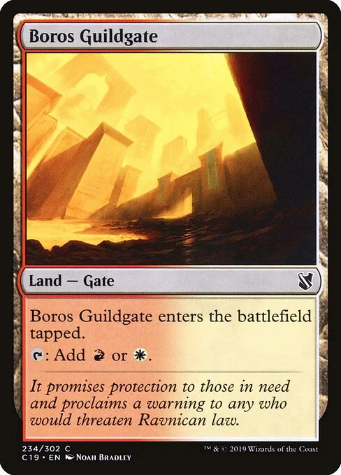 Boros Guildgate, carta Magic di tipo Land — Gate illustrata da Noah Bradley