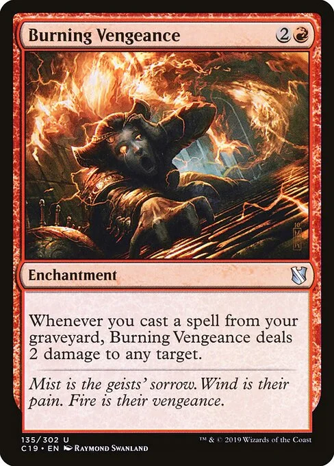 Burning Vengeance, carta Magic di tipo Enchantment illustrata da Raymond Swanland