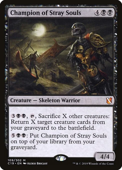 Champion of Stray Souls, carta Magic di tipo Creature — Skeleton Warrior illustrata da Aleksi Briclot