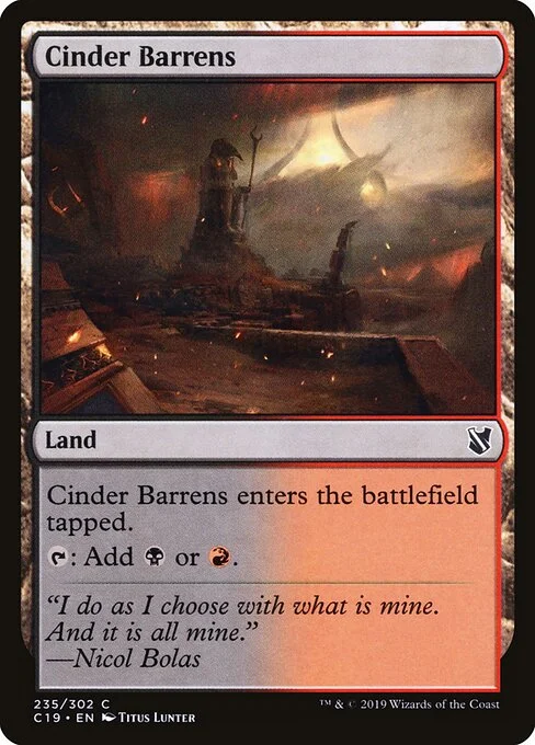 Cinder Barrens, carta Magic di tipo Land illustrata da Titus Lunter
