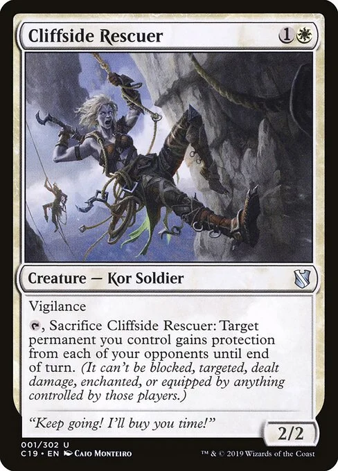 Cliffside Rescuer, carta Magic di tipo Creature — Kor Soldier illustrata da Caio Monteiro
