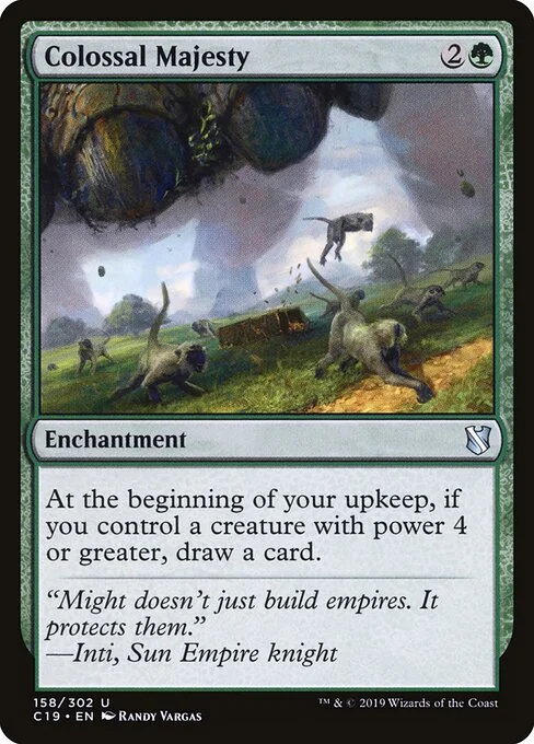 Colossal Majesty, carta Magic di tipo Enchantment illustrata da Randy Vargas