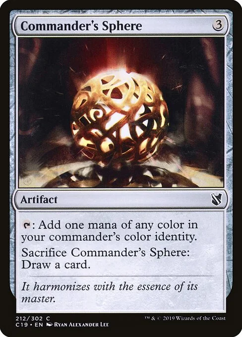 Commander's Sphere, carta Magic di tipo Artifact illustrata da Ryan Alexander Lee
