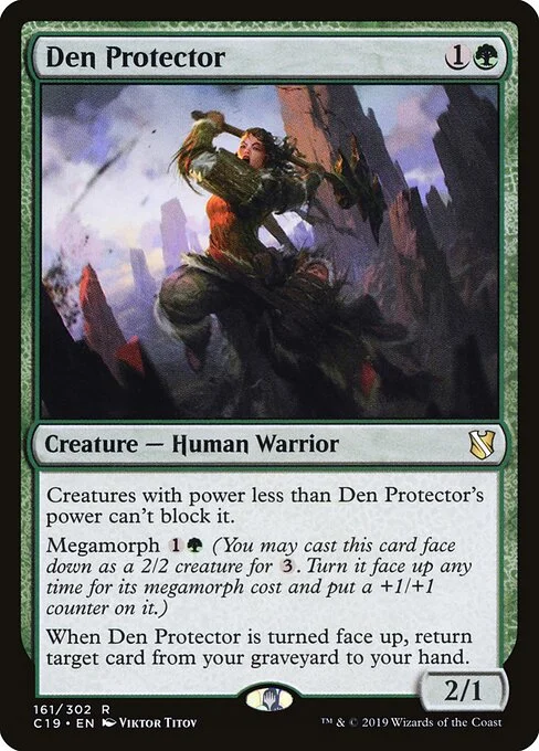 Den Protector, carta Magic di tipo Creature — Human Warrior illustrata da Viktor Titov