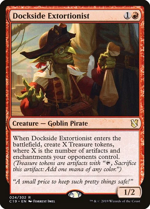 Dockside Extortionist, carta Magic di tipo Creature — Goblin Pirate illustrata da Forrest Imel