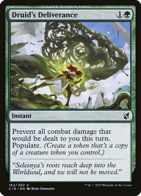 Druid's Deliverance, carta Magic di tipo Instant illustrata da Rudy Siswanto