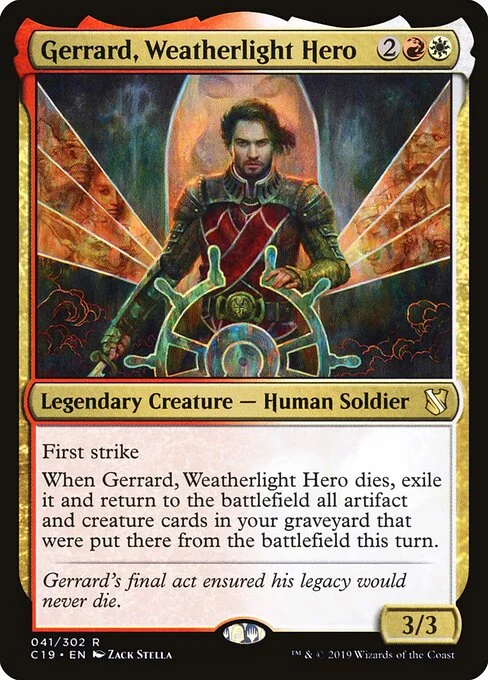 Gerrard, Weatherlight Hero, carta Magic di tipo Legendary Creature — Human Soldier illustrata da Zack Stella