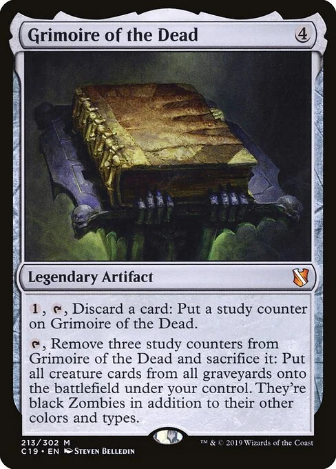 Grimoire of the Dead, carta Magic di tipo Legendary Artifact — Book illustrata da Steven Belledin