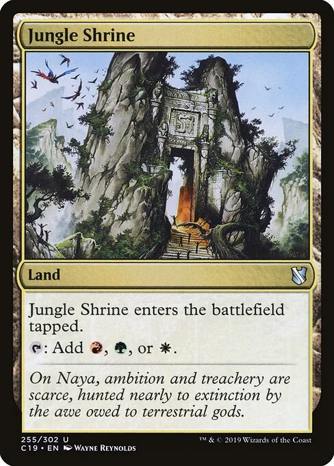 Jungle Shrine, carta Magic di tipo Land illustrata da Wayne Reynolds