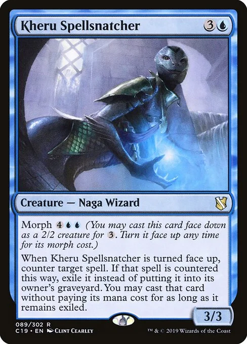 Kheru Spellsnatcher, carta Magic di tipo Creature — Snake Wizard illustrata da Clint Cearley