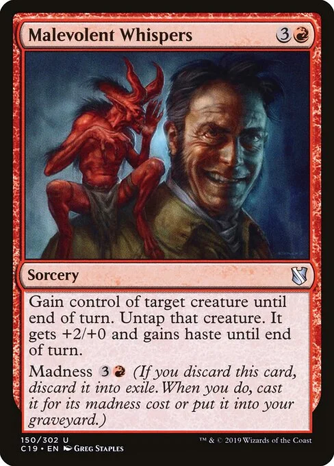 Malevolent Whispers, carta Magic di tipo Sorcery illustrata da Greg Staples