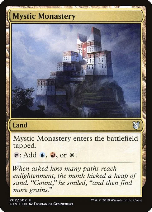 Mystic Monastery, carta Magic di tipo Land illustrata da Florian de Gesincourt
